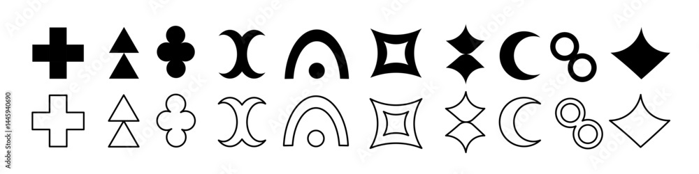Poster abstract brutal shapes. geometric memphis design elements. vector illustration.