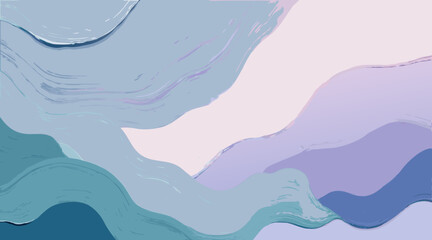 Naklejka premium *Watercolor Abstract Patterns – Flowing Teal & Lavender Brushstrokes – Serene Fundraising Event Backdrop with Copy Space*