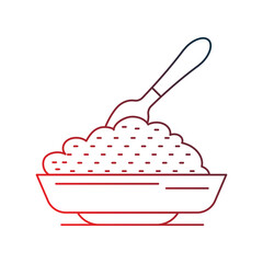 rice gradient outline icon with white background vector stock illustration