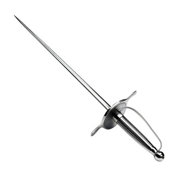 Elegant Silver Spanish Broadsword Isolated on White Background