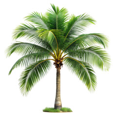 Obraz premium Lush Green Coconut Palm Tree Isolated on White Background