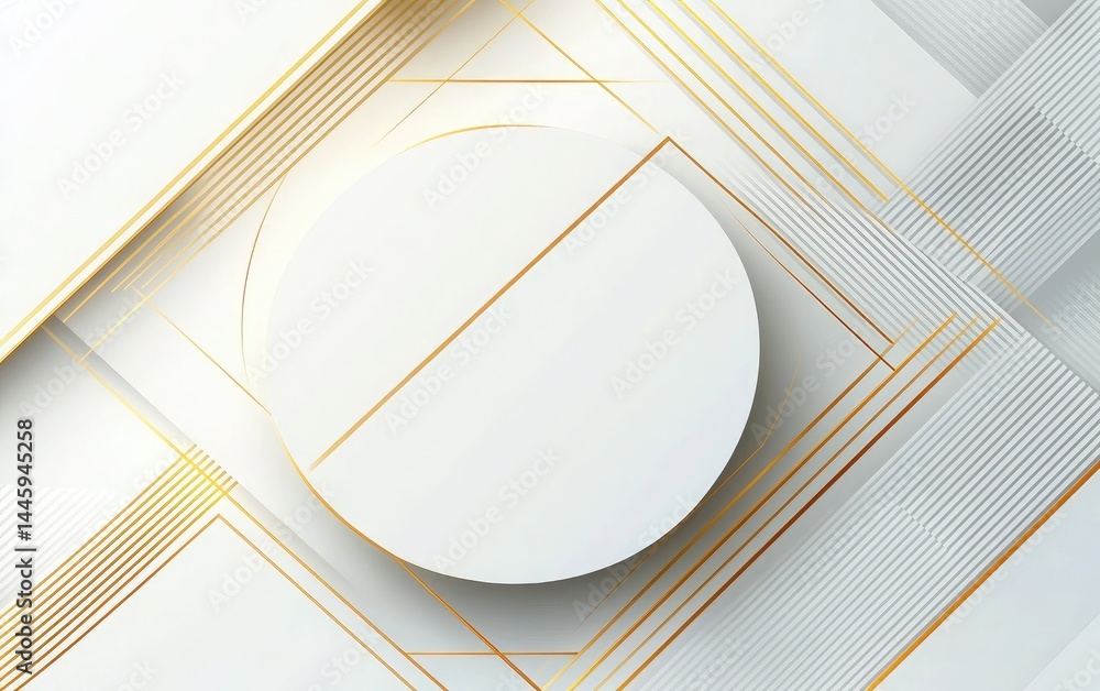 Poster abstract white backdrop with golden lines geometric pattern minimalist design