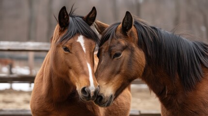 Obraz premium Affectionate Horses: A Bond of Equine Companionship