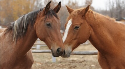Obraz premium Equine Affection: Two Horses Bonding