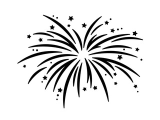 Vector isolated firework stencil mylar png colorless black and white outline silhouette shadow shape stencil solid black