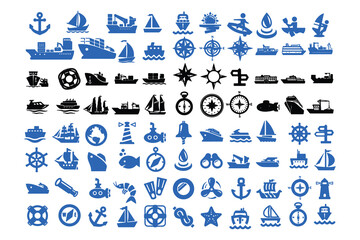 Marine life vector icon set.eps