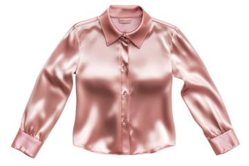 Elegant rose gold satin blouse long sleeves button down luxurious sheen perfect for special