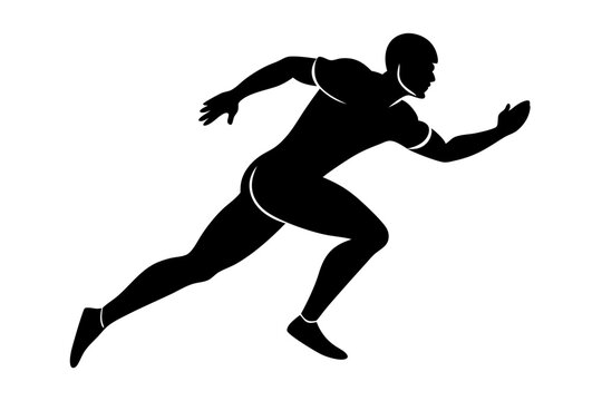 recommend clip art: Silhouette of a football player in midsprint on transparent background, silhouette, sprint, football, player, running, athlete, vector, design, speed, action, sport, fitness, exercise, motion