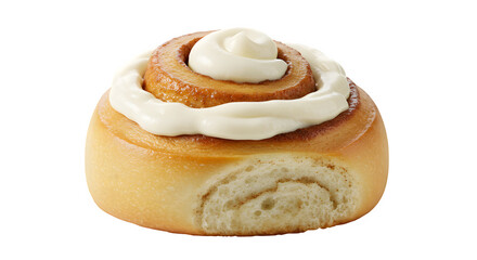 Cinnamon roll with cream isolated on PNG background.