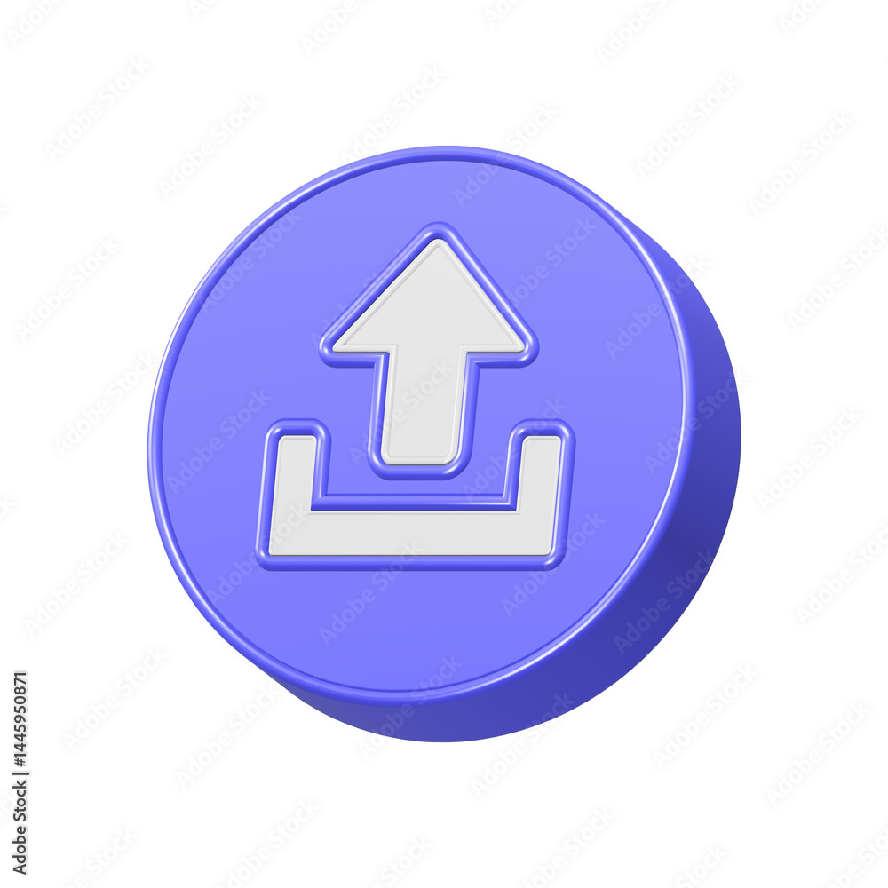 Poster upload icon button 3d rendering