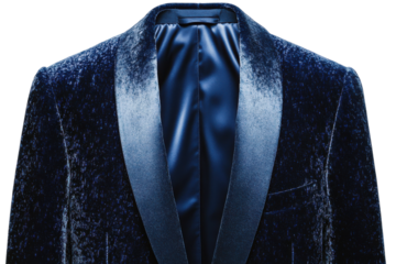 Luxurious navy blue velvet blazer elegant textured fabric sophisticated style perfect for formal