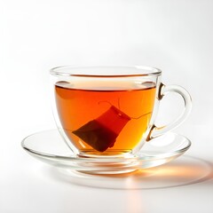 Hot Tea in Glass Cup with Teabag &ndash; Minimal Beverage Concept.
