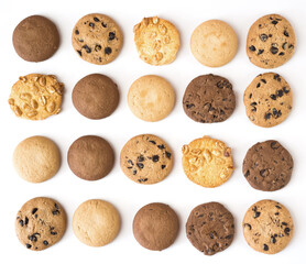 Set of different cookies isolated on white background