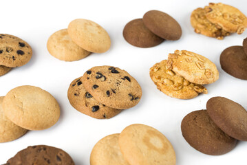 Set of different cookies isolated on white background