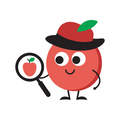 Apple cartoon detective solving a mystery