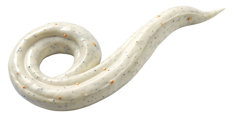 Creamy swirl of delicious dressing with specks of herbs and spices