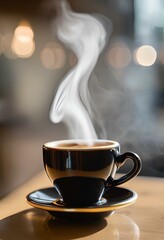 Fototapeta premium cup of hot coffee with steam