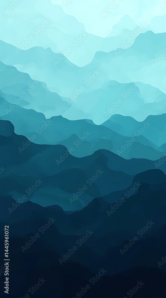 Poster abstract blue mountain layers with overlapping shapes and gradient effect