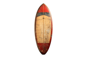 old used vintage surfboard isolated on transparent background