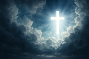 Christian Cross - Symbol of Christianity - Mourn or Funeral Background - Crucifixion of Jesus Christ