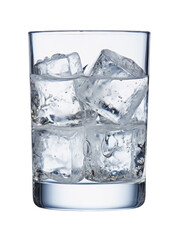 Clear Glass with Ice Cubes Ready for Refreshing Drinks in a Cool Setting on transparent background