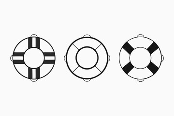 Marine Life Nautical Elements Line Icons Set