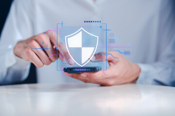 Digital Security Concept with Smartphone and Shield Symbol