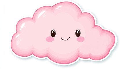 A pink cloud with a cute face.  It has large, fluffy, and soft-looking features