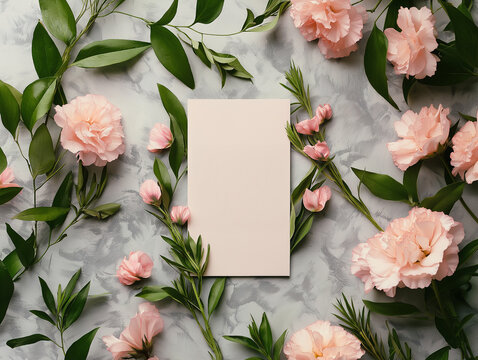 Floral Mother’s Day card template with blank space, generative artificial intelligence