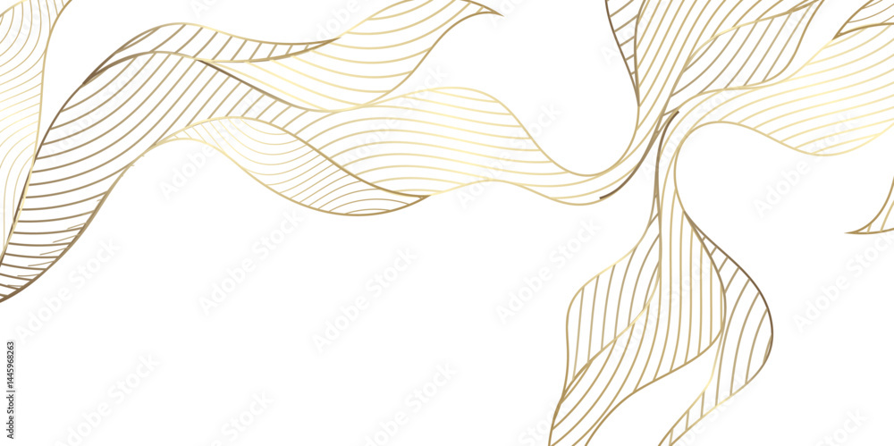 Poster abstract vector gold floral waves background. elegant abstract background featuring glimmering golde