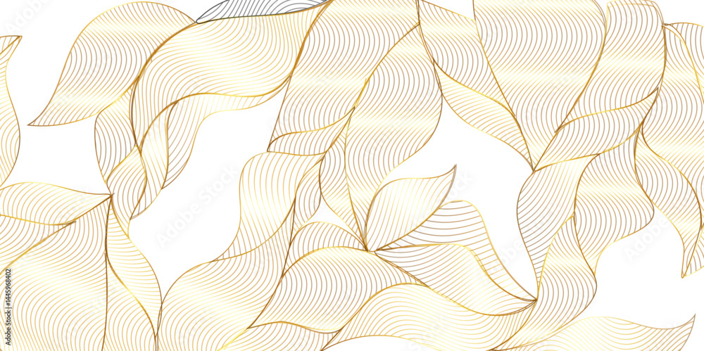 Poster abstract vector gold floral waves background. elegant abstract background featuring glimmering golde