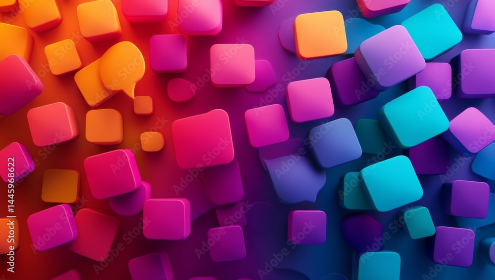Poster abstract colorful square blocks pattern