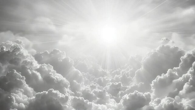 Cloudscape of white clouds and bright sunlight