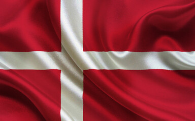 Fototapeta premium Denmark's National Flag With Elegant Waving Red and White Design