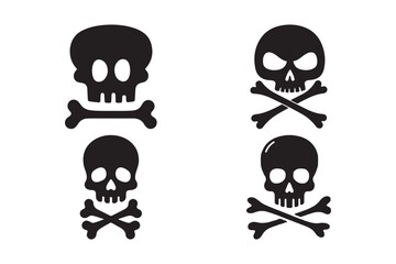Skull and Crossbones Silhouettes Vector Danger Icons Collection