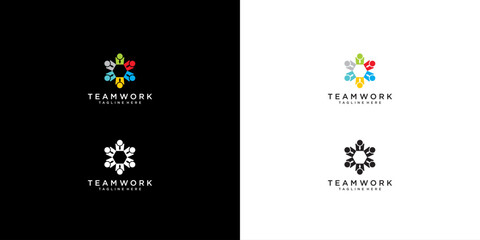 vector logo design cooperation in business. teamwork logo design