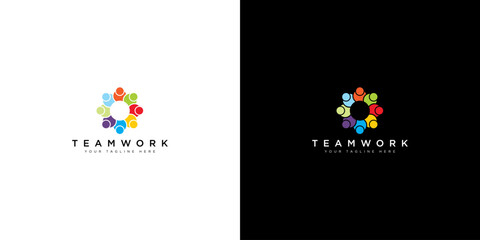 vector logo design cooperation in business. teamwork logo design