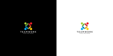 vector logo design cooperation in business. teamwork logo design