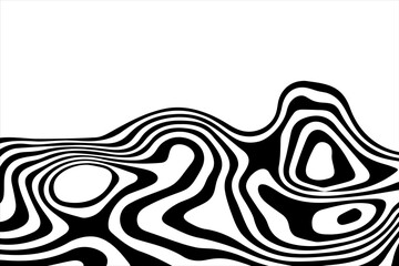 Amazing liquify lines effect on black and white, vector illustration. Eps 10