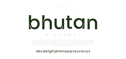 Bhutan Modern abstract digital alphabet font. Minimal technology typography, Creative urban sport fashion futuristic font and with numbers. vector illustration	