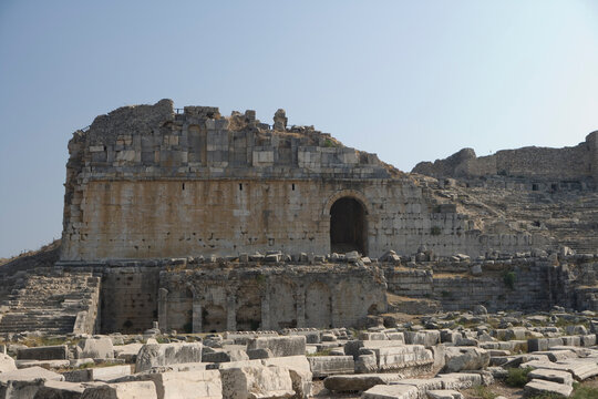 T&uuml;rkiye ruins of ancient Priene on a sunny autumn day