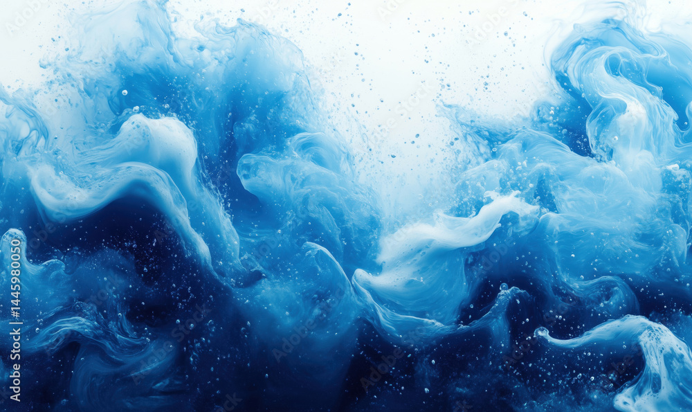 Aufkleber dynamic blue ocean waves with swirling patterns and foam textures.