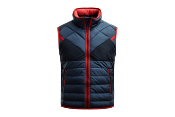 Luxury Blue And Red Vest Men Windproof with fl isolated on white or transparent background