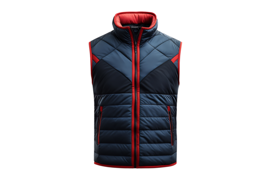 Luxury Blue And Red Vest Men Windproof with fl isolated on white or transparent background