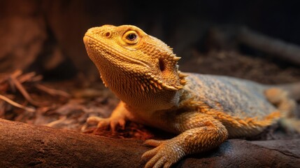 Obraz premium Bearded Dragon Gaze: A Captivating Reptile Portrait
