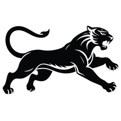 A Panther is jumping vector silhouette, animal silhouette isolated vector Illustration