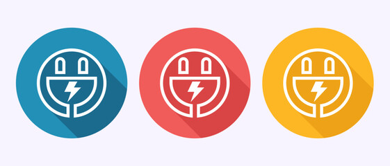Plug icon design illustration, Electricity, power sign symbol in shadow button design