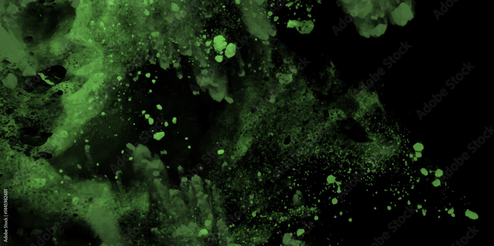 Poster abstract green grunge painted background. night sky space watercolor background with stars. abstract