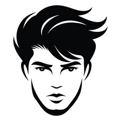 Silhouette of head facing, Handsome man cut silhouette vector illustration, Chic and Stylish Vector Gentleman, hairstyle