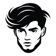 Silhouette of head facing, Handsome man cut silhouette vector illustration, Chic and Stylish Vector Gentleman, hairstyle